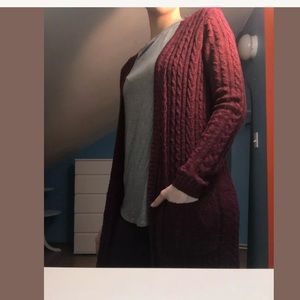 Torrid Long Berry Red Purple Cardigan Size 00/10